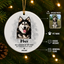 Personalized pet memorial ornament with custom dog photo, pet name, memorial message and years for a meaningful pet loss Christmas gift