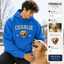 Personalized pet photo hoodie with custom pet name, photo and year