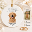 Personalized pet photo ornament with custom couple names and wedding date, engagement and wedding gift
