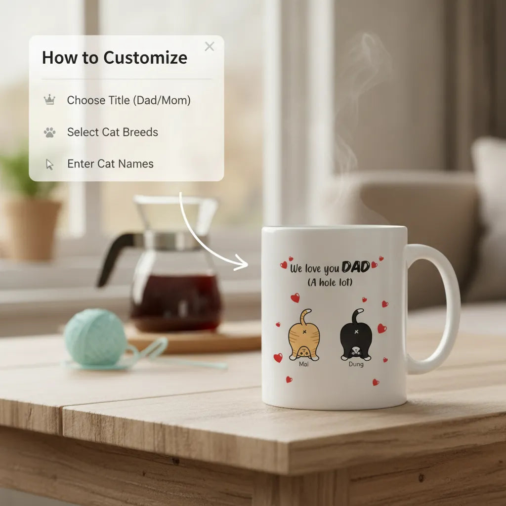 Cat We Love You Dad/Mom - Personalized Mug White