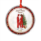 Soon to be Family of 3 Christmas Ornament, Personalized Pregnancy Ornament, Baby Announcement Glass Ornament
