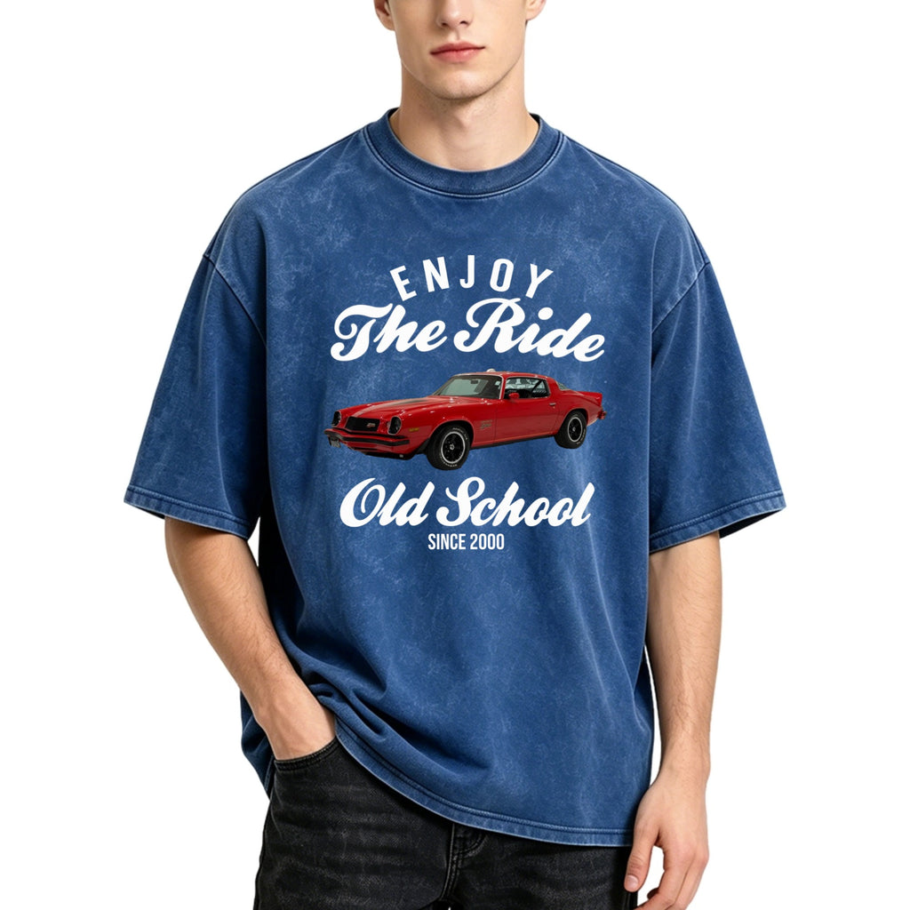 Personalized Car Photo Vintage T-Shirt – Custom Car Graphic Tee, Enjoy The Ride Gift for Car Lovers