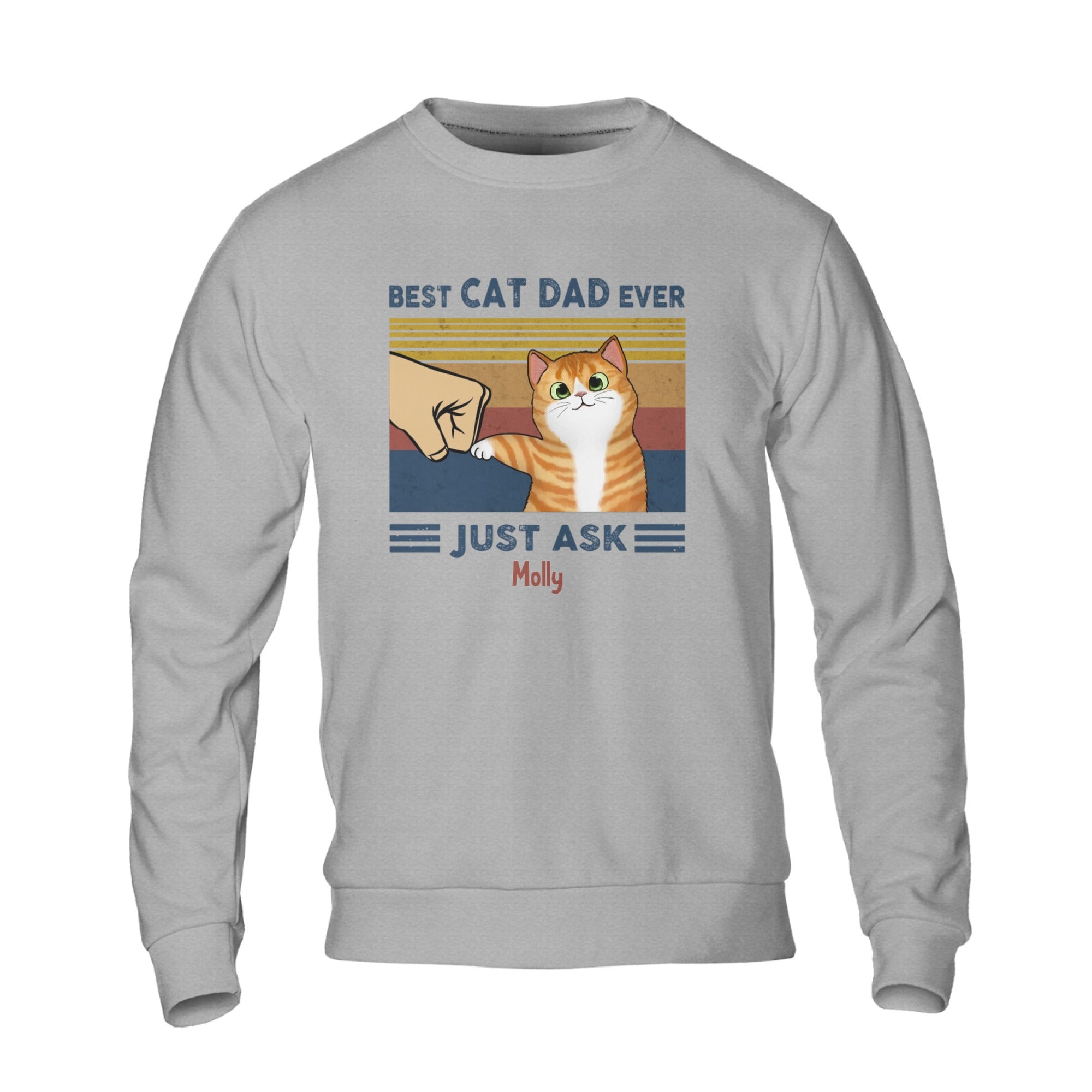 Perfect Gift for Cat Dads - Custom Cat Fist Bump - Personalized Sweatshirt- Perfect Gift for Cat Dads