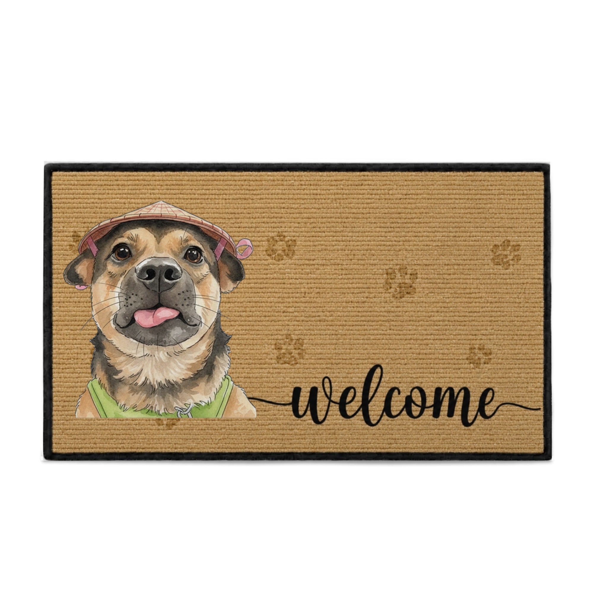 Welcome Pet Portrait Watercolor Art Welcome Mat - Personalized Doormat