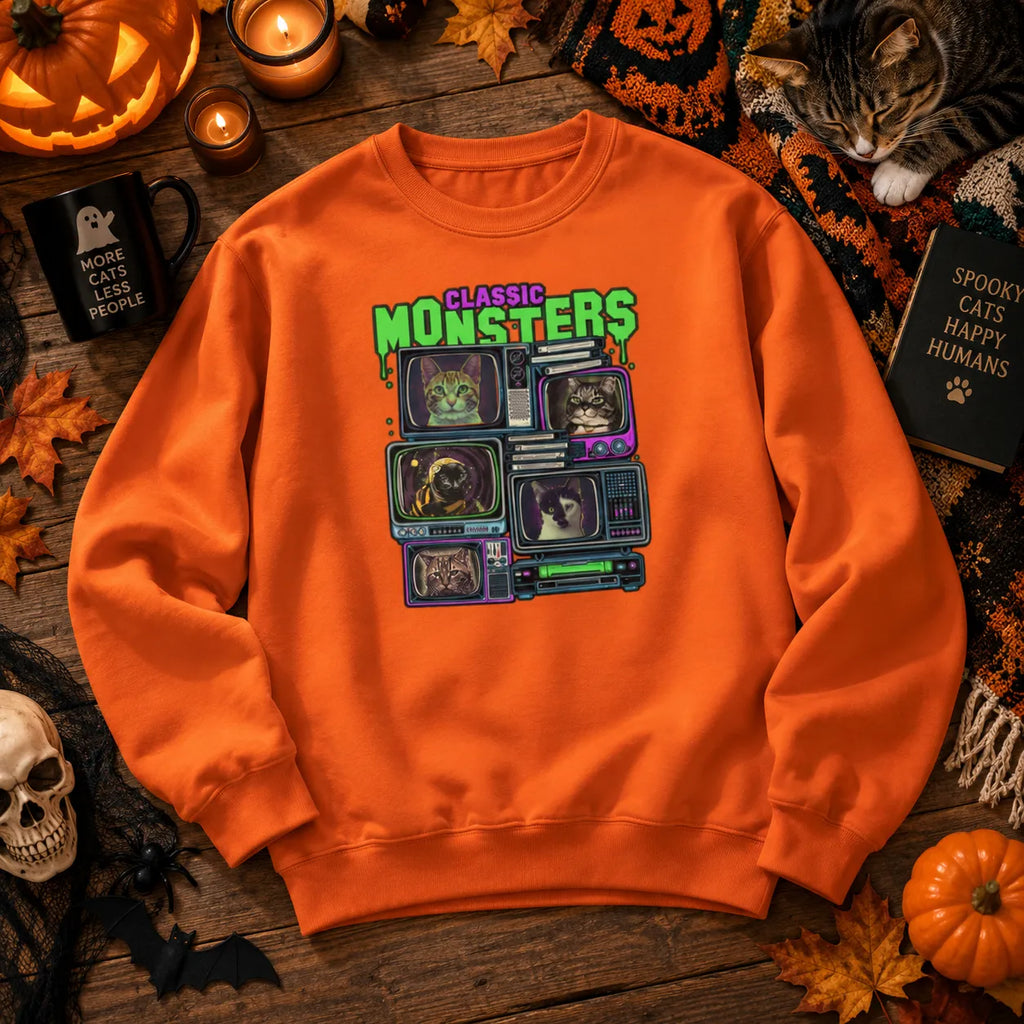 Custom Pet Halloween Sweatshirt – Personalized Dog & Cat Photo Crewneck, Halloween Gift for Pet Lovers