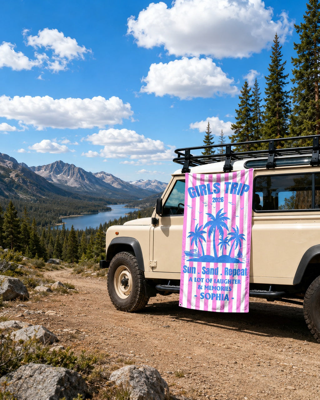 Hot Summer Girls Trip, Personalized Beach Towel