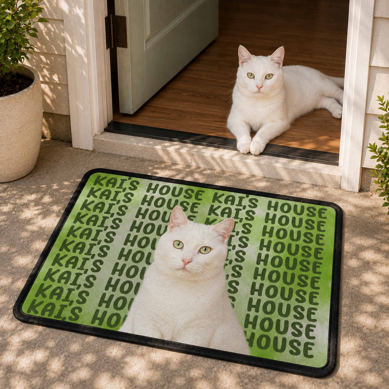 Custom Pet Portrait & Name Watercolor Style - Personalized Doormat