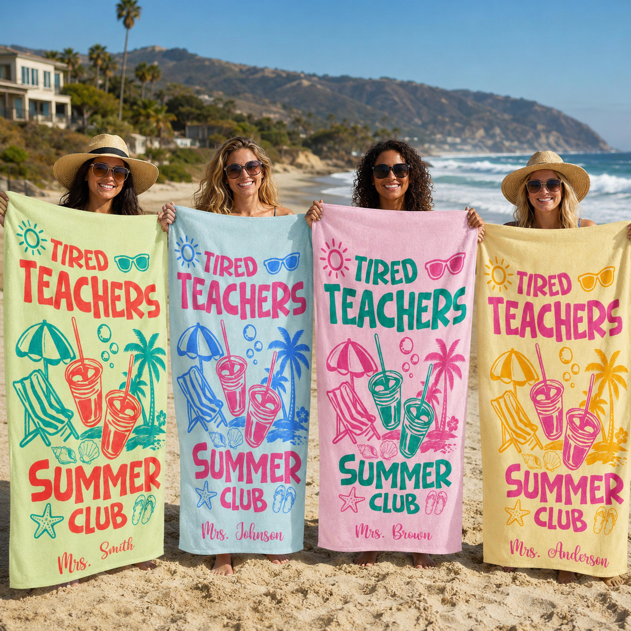 Tired Teachers Summer Club - Personalized Beach Towel