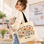 Teach Them, Love Them, Watch Them Grow - Personalized Lined Tote Bag