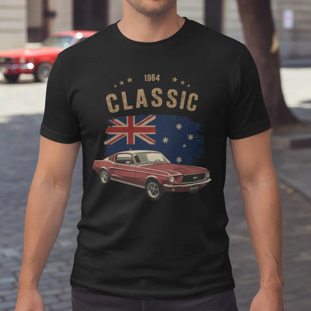 Personalized Classic Car Shirt with Custom Photo, Year & Flag – Retro T-Shirt for Car Lovers
