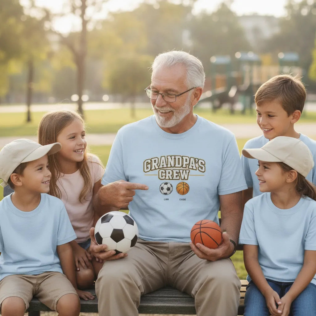 Grandpa's Crew Grandma's Crew Custom T-Shirt - Personalized Grandparent Family Tee