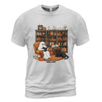 Halloween Ghost Reading Books With Black Cat Unisex T-shirt