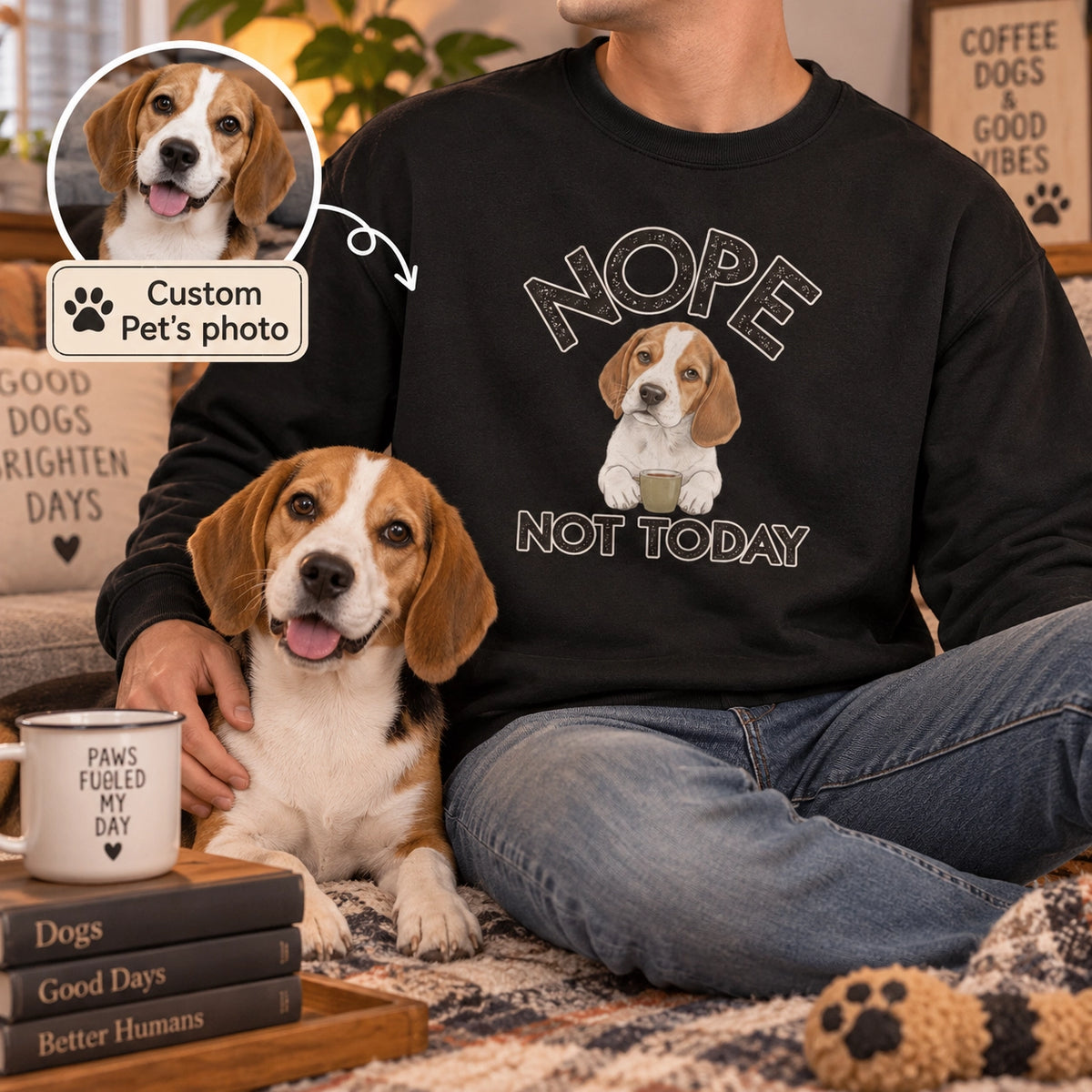 Dog Father, Boxer Moms, Custom Photo Dog Unisex Sweatshirt-Not Today Personalized Pet Lovers