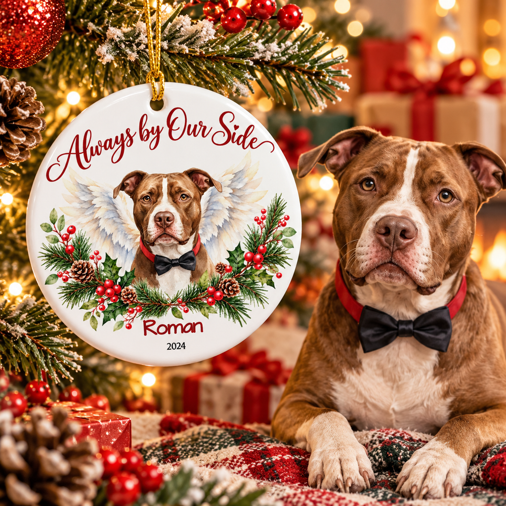 Pet Memorial Christmas Ornament from Photo, Personalized Dog Cat Loss Ornament with Name, Custom Watercolor Style Sympathy Gift