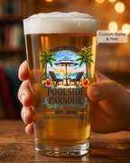 Custom Poolside Party Beer Glass - Personalized Summer Vacation And Travel Gifts For Mom, Dad, Brother, Sister - Beachside Paradise
