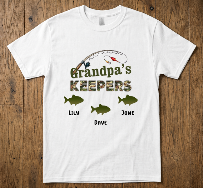 Grandpa‘s Keepers Camouflage Pattern Fishing - Personalized Shirt - Gift For Grandpa, Dad Main Image