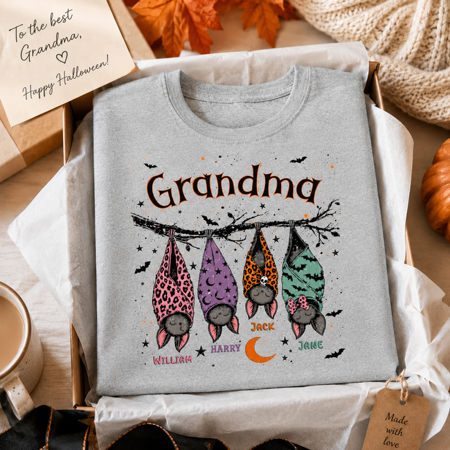Grandma’s Little Bat Crew – Personalized Shirt – Cute Halloween Gift For Grandma Main Image