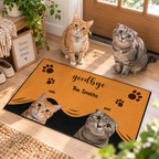 Custom Photo Hello, We're Here - Dog & Cat Personalized Custom Decorative Mat - Gift For Pet Owners, Pet Lovers