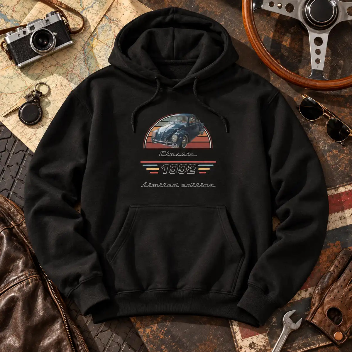 Custom Car Hoodie with Your Photo, Year & Text – Personalized Gift for Dad and Car Lovers