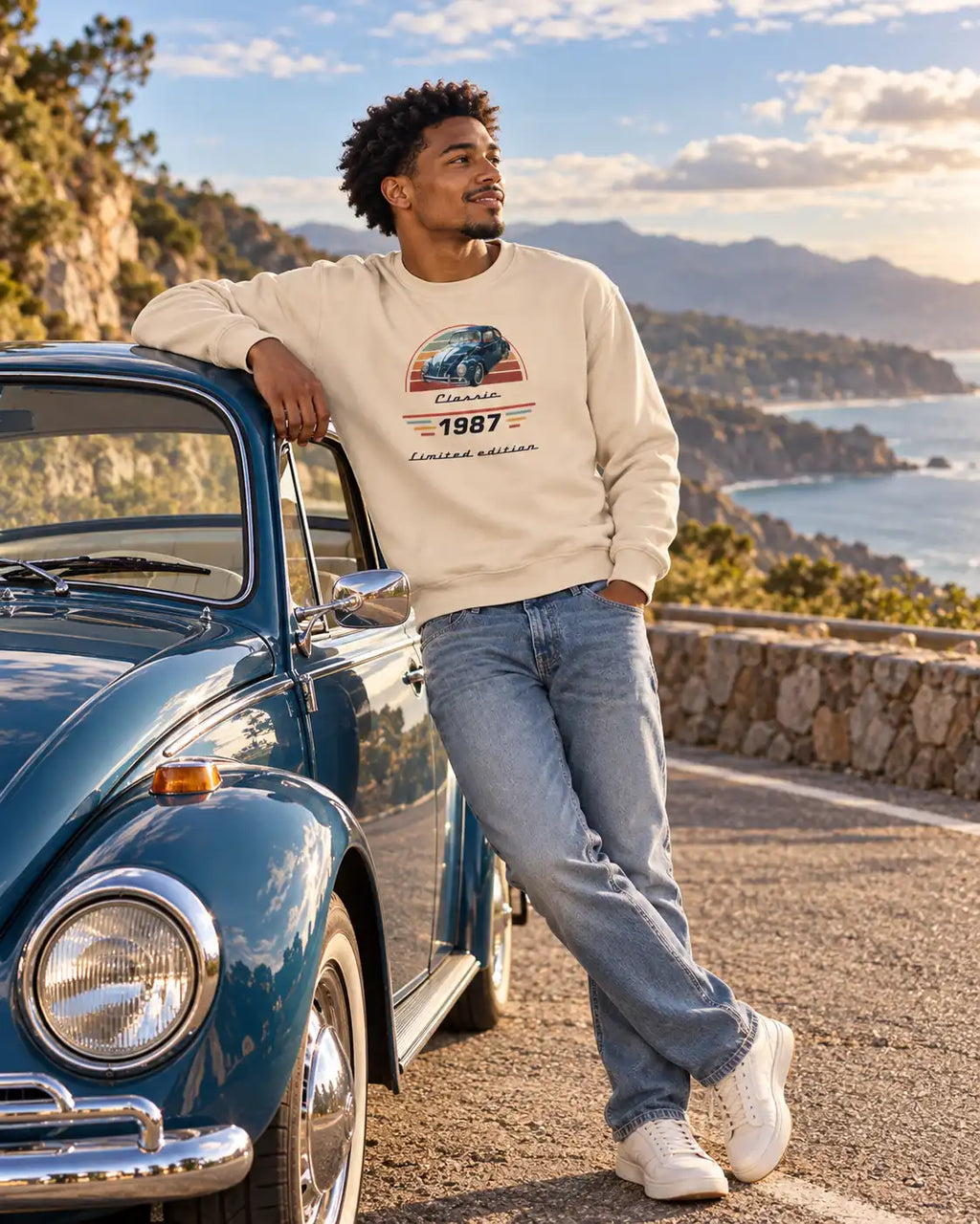 Custom Car Sweatshirt with Your Photo, Year & Text – Personalized Gift for Dad and Car Lovers