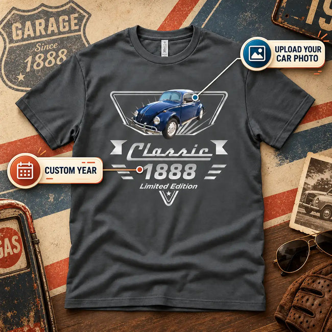 Custom Car T-Shirt with Your Photo & Year – Personalized Gift for Car Lovers Main Image