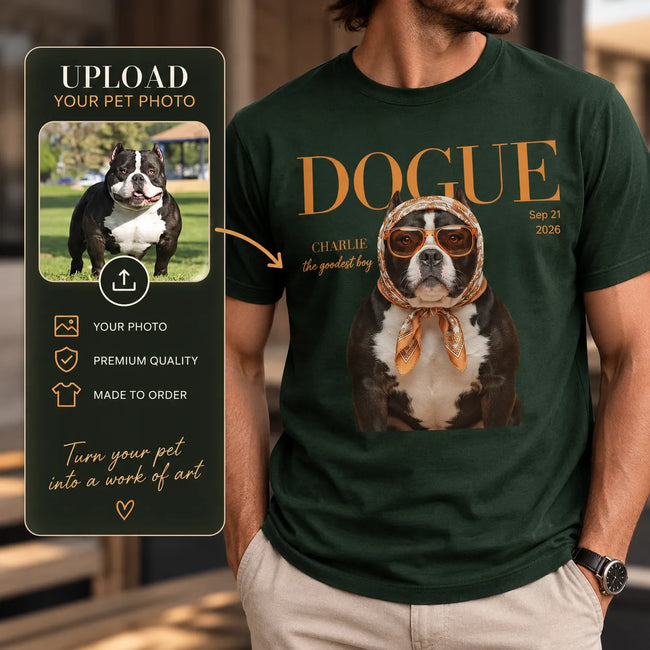 Custom Dog Shirt from Photo, Dogue Concept Tee, Personalized Dog Portrait Shirt, Gift for Dog Lovers Hover Image