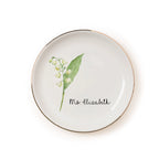 Personalized Jewelry Dish with Birth Flower & Custom Name