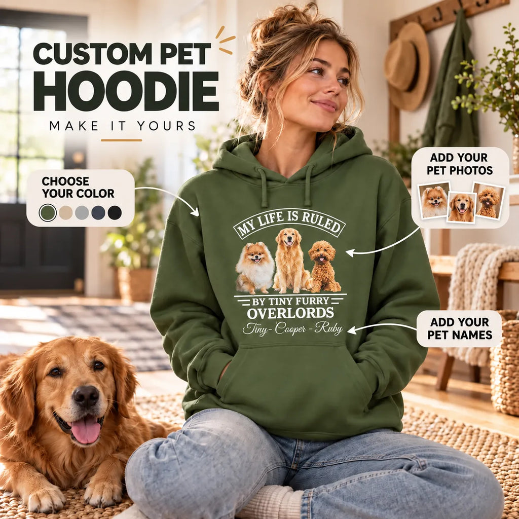 Custom Pet Hoodie – Personalized Dog & Cat Photo Hoodie, My Life Is Ru ...
