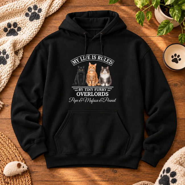Custom Pet Hoodie – Personalized Dog & Cat Photo Hoodie, My Life Is Ruled By Design, Custom Names & Quote, Gift for Pet Lovers Main Image