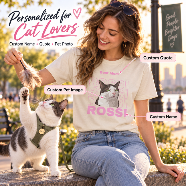 Custom Pet TShirt Dog Photo + Name, Dog Vintage Tee, Gift For Dog Lovers, Dog Mom Gifts Hover Image