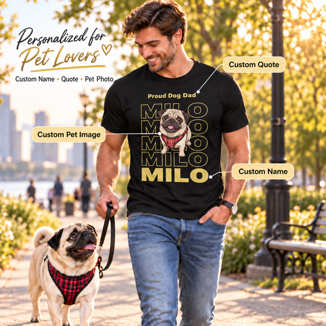 Custom Pet TShirt Dog Photo + Name, Dog Vintage Tee, Gift For Dog Lovers, Dog Mom Gifts Main Image