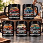 Custom Vintage Car Lover Coffee Mug, Retro Classic Car Design, Personalized Year, Ceramic Cup for Father's Day (15oz)
