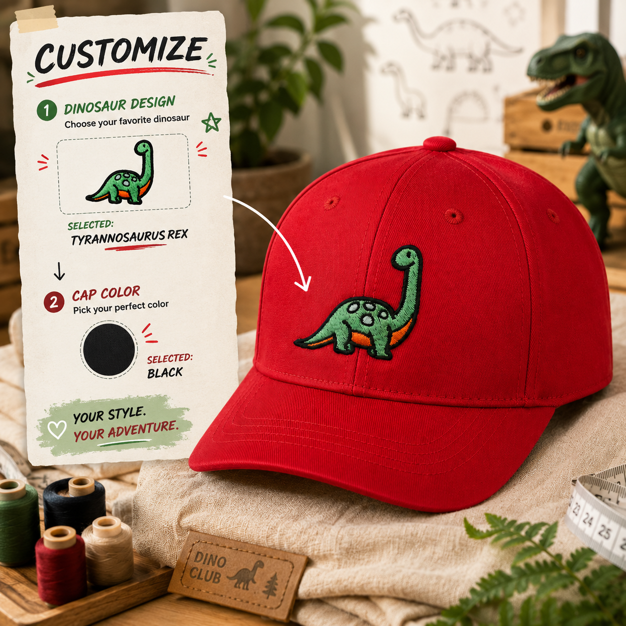 Dinosaur Embroidered Cap