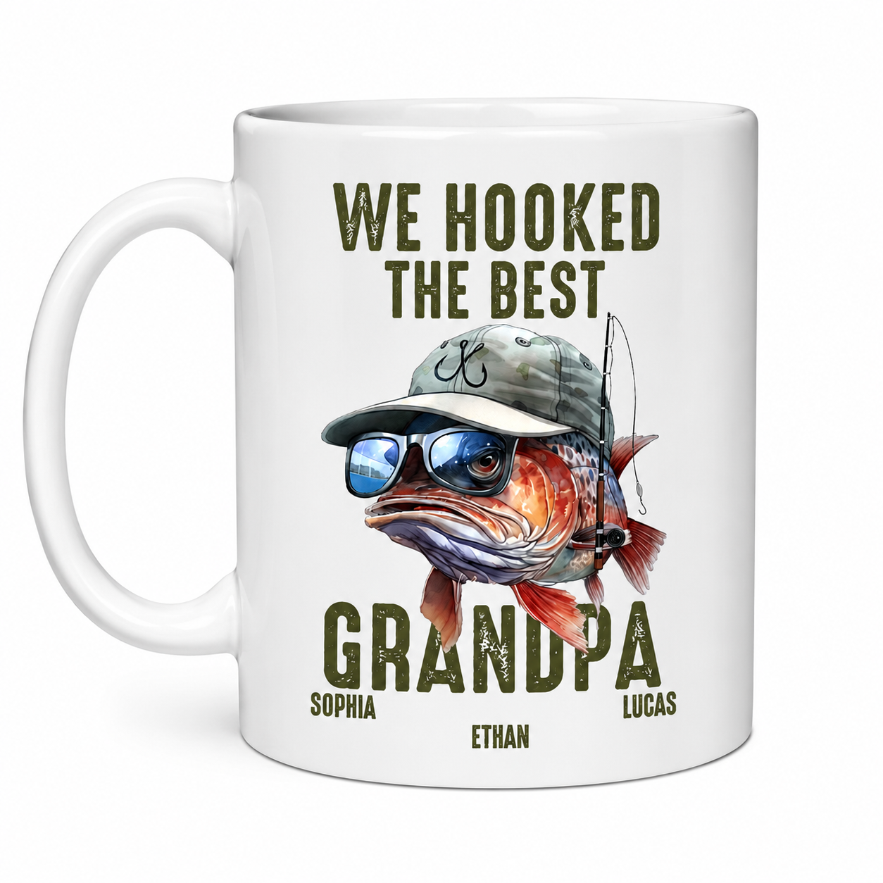 We Hooked The Best Dad Personalized Fishing Mug for Dad with Kids' Names