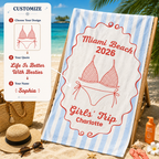 Girl Trip Gift For Her, Friends, Sisters - Personalized Beach Towel