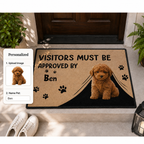 Custom Photo Visitors Must Be Approved By This Dog - Personalized Doormat