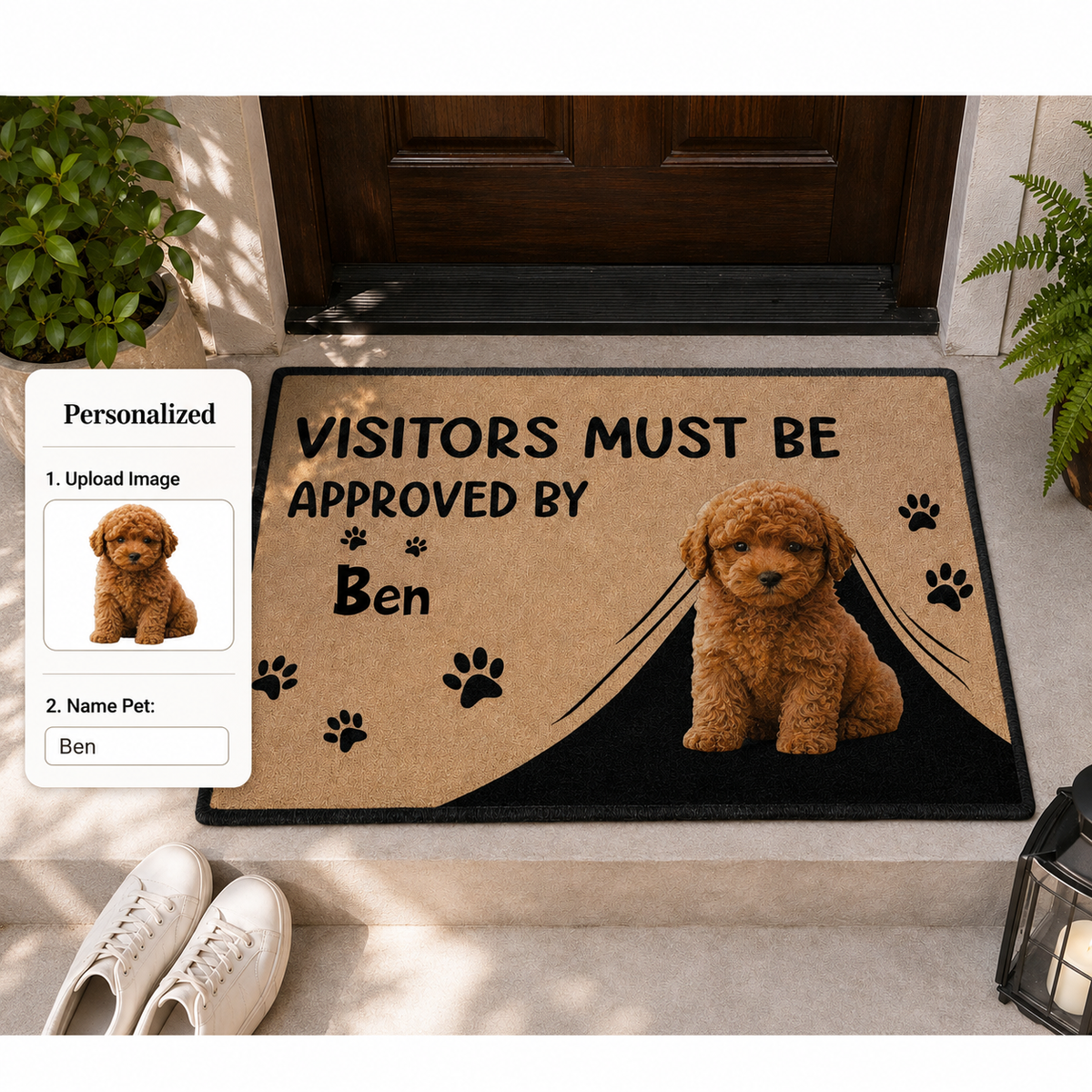 Custom Photo Visitors Must Be Approved By This Dog - Personalized Doormat