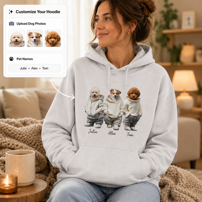 Custom Face Cute Dog Gift For Dog Lovers - Personalized Hoodie Hover Image