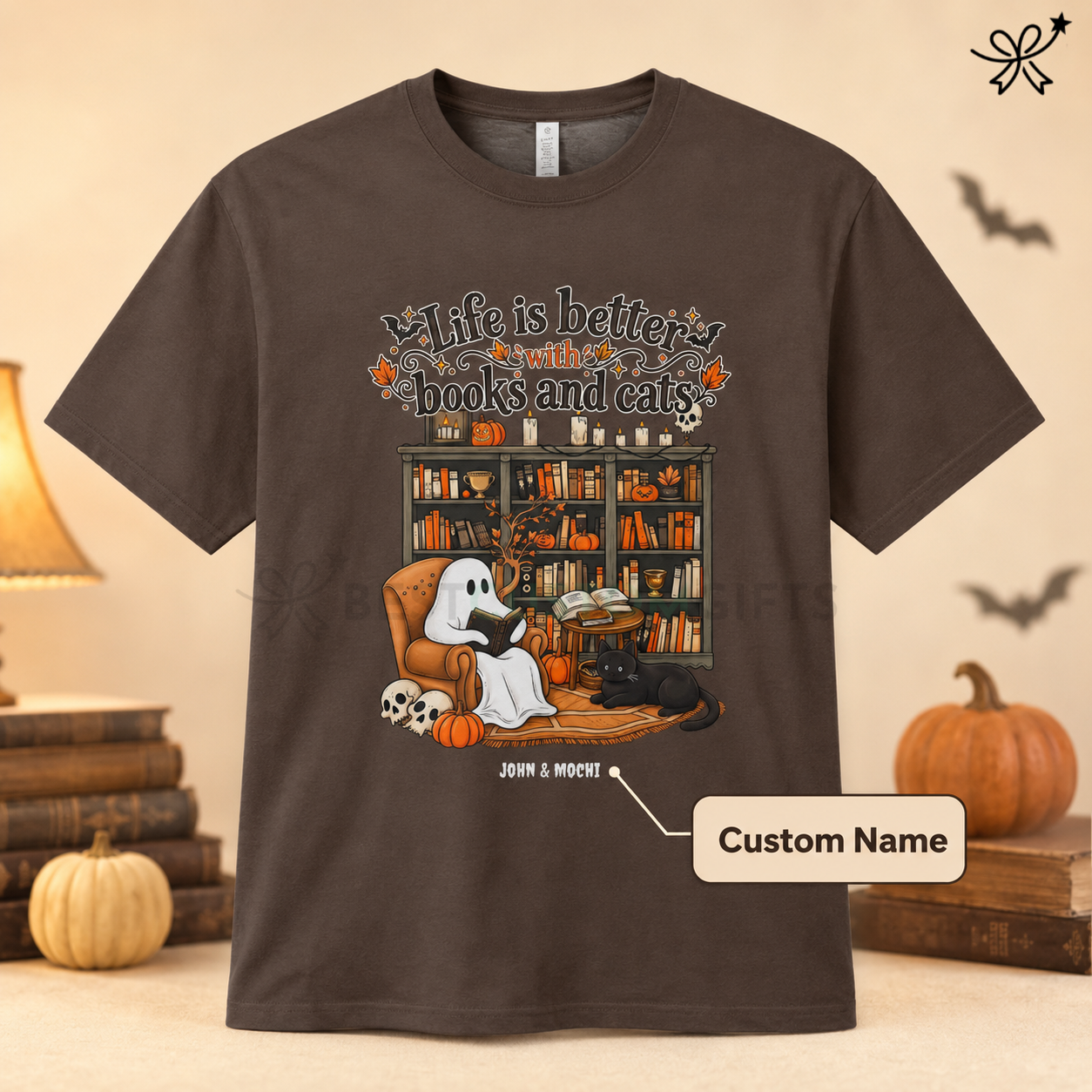 Halloween Life is Better with Books and Cats Unisex T-shirt