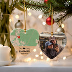 Personalized Engagement Ornament, Christmas Ornament, Personalized Christmas Ornaments- Heart-shaped Ceramic Ornament