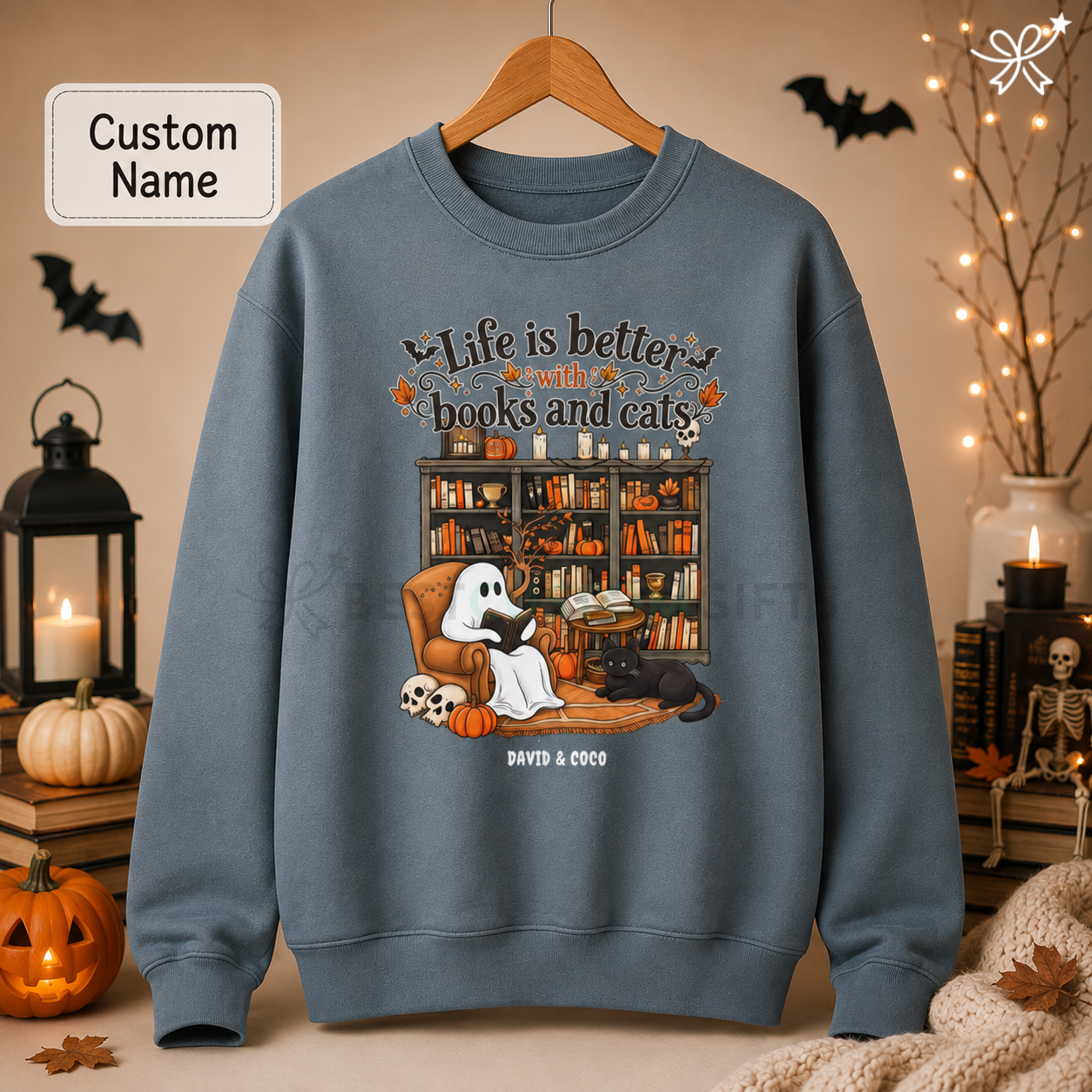 Halloween Life is Better with Books and Cats Unisex Sweatshirt