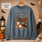 Book Lover Gifts, Dog Lover Gifts, Custom Pet Gifts, Personalized Pet Gifts- Life is Better with Books and Cats Unisex Sweatshirt