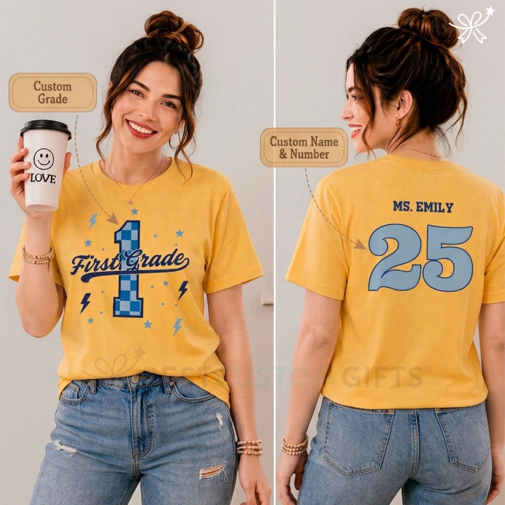 Personalized Teacher T-Shirt, Custom Grade & Name, Back To School Gift