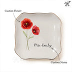 Personalized Jewelry Dish with Birth Flower & Custom Name