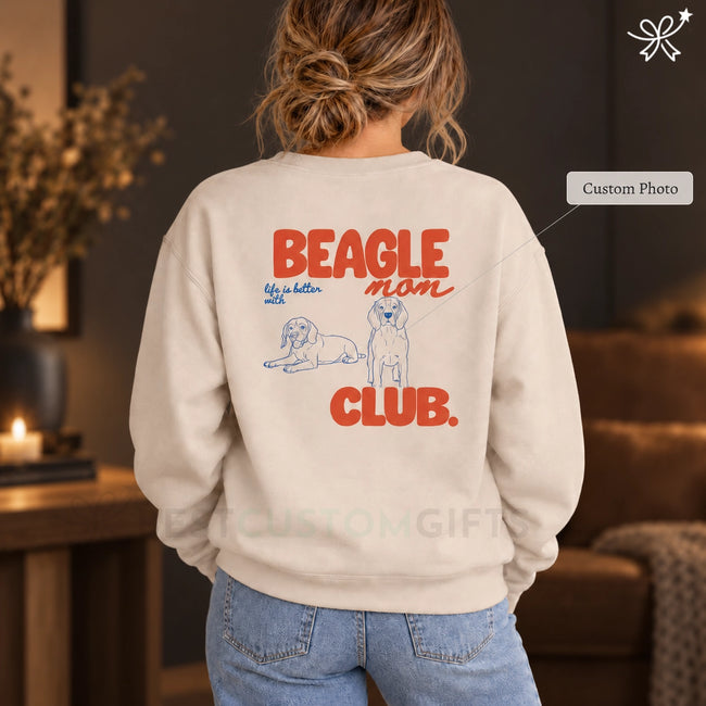 Dog Lover Gifts, Custom Pet Gifts, Personalized Pet Gifts, Pet Memorial Gifts- Dog Mom Club Sweatshirt Hover Image