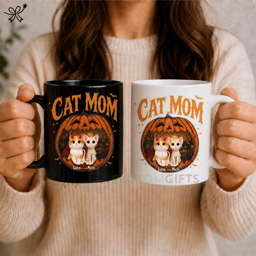 Pumpkin Cats - Personalized Mug - Halloween Gift For Cat Lovers