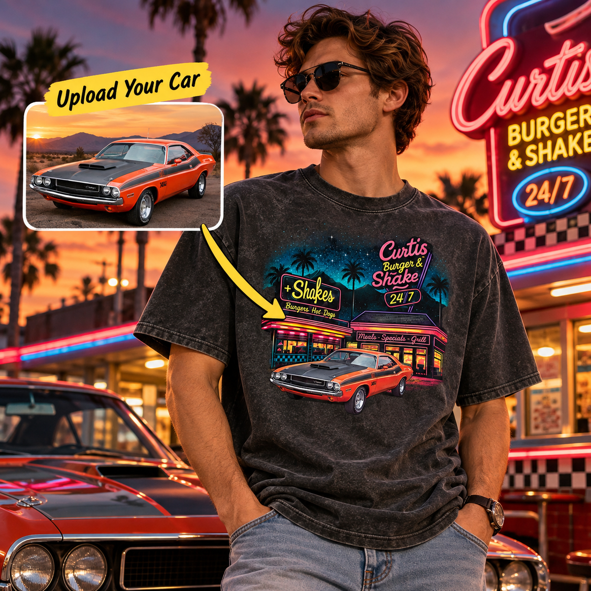 Muscle Car Vintage 90s Style Graphic Shirt, Retro Car Comfort Colors Shirt, Classic Nostalgia Muscle Car Shirt, Car Meet Top,Lowrider Shirt