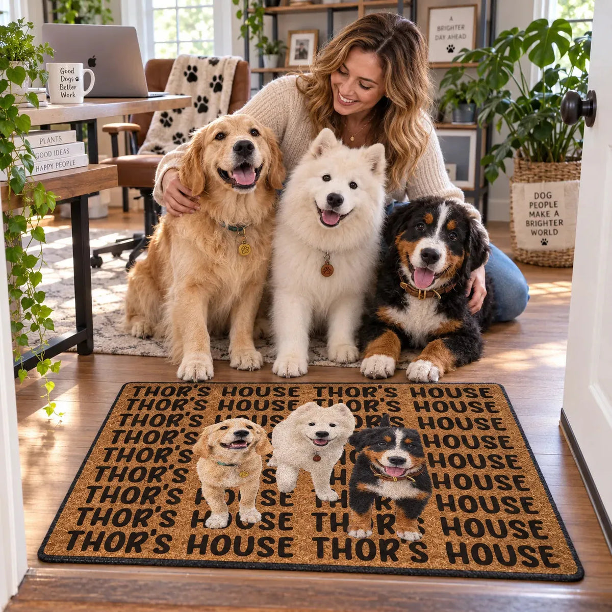 Custom Doormat, Custom Pet Portrait & Name, Watercolor Style Welcome Mat, Gift for Pet Lovers