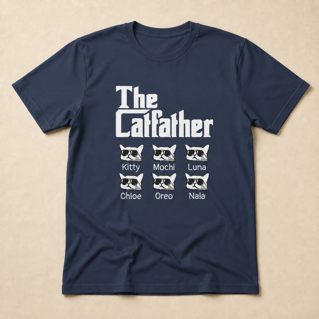 Personalized Cat Dad Unisex T-Shirt – Custom Number of Cats & Cat Names Gift