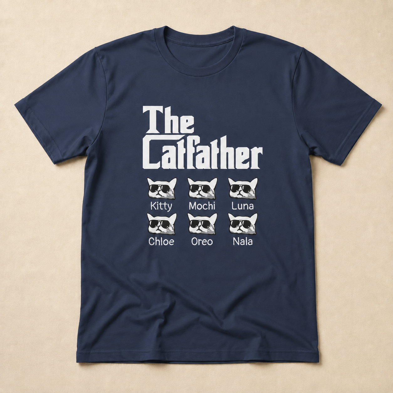 Personalized Cat Dad Unisex T-Shirt – Custom Number of Cats & Cat Names Gift